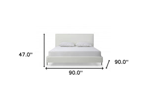 Homeroots King White Upholstered Faux Leather Bed With Usb  Mdf 486083