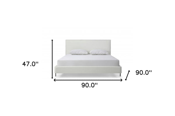 Homeroots King White Upholstered Faux Leather Bed With Usb  Mdf 486083