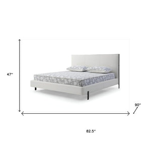 HomeRoots White King Bed Frame with Faux Leather Upholstery, USB Charging, and Modern Design for Your Bedroom 486083