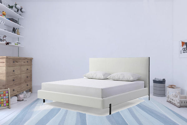 Homeroots King White Upholstered Faux Leather Bed With Usb  Mdf 486083