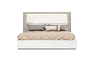 Homeroots King White High Gloss Bed Frame With Led Headboard  Mdf 486085