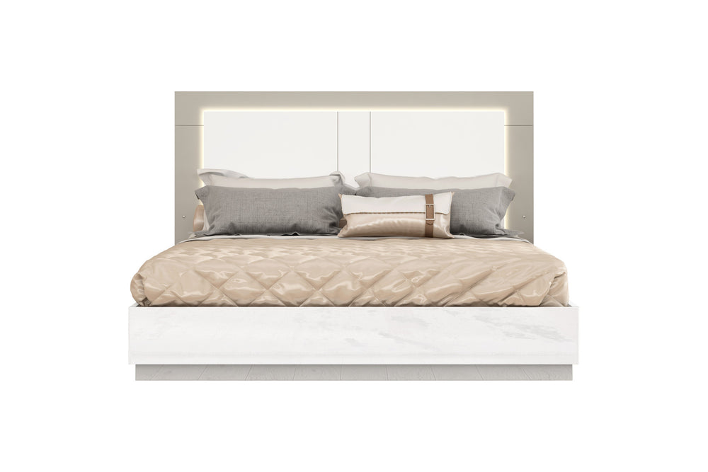 Homeroots White Wood Queen Bed Frame  Mdf 486086