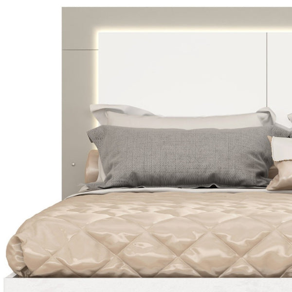HomeRoots White Wood Queen Bed Frame - Stylish Two-Tone Design, Durable Platform, Easy Assembly & Airy Elegance 486086