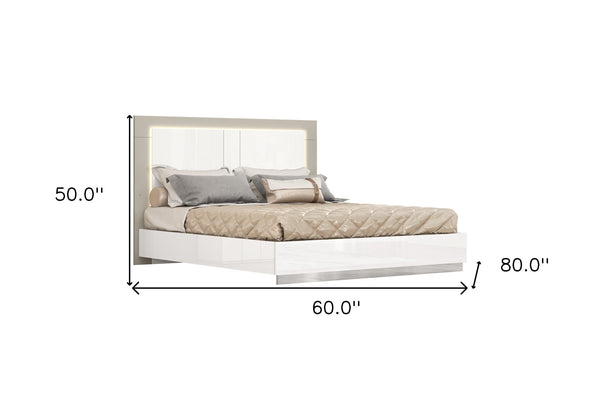 Homeroots White Wood Queen Bed Frame  Mdf 486086