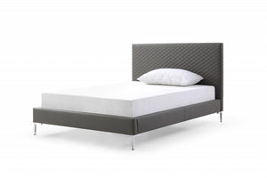Homeroots Gray And Dark Gray Wood And Faux Leather Full Bed Frame  Mdf 486087