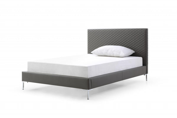 Homeroots Gray And Dark Gray Wood And Faux Leather Full Bed Frame  Mdf 486087