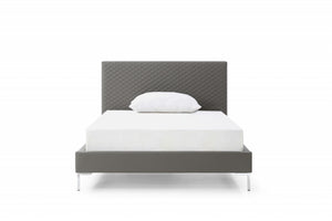 Homeroots Gray And Dark Gray Wood And Faux Leather Full Bed Frame  Mdf 486087
