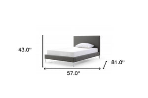 Homeroots Gray And Dark Gray Wood And Faux Leather Full Bed Frame  Mdf 486087