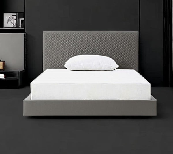 Homeroots Gray And Dark Gray Wood And Faux Leather Full Bed Frame  Mdf 486087