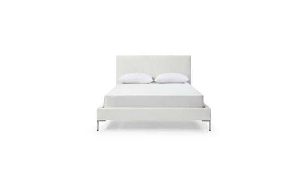 Homeroots White Wood And Faux Leather Full Bed Frame  Mdf 486088