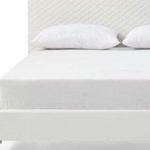 Homeroots White Wood And Faux Leather Full Bed Frame  Mdf 486088