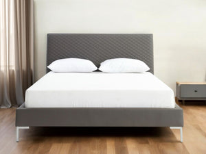 HomeRoots Dark Gray Faux Leather Queen Bed Frame - Modern Upholstered Design for Stylish Comfort & Durability 486089
