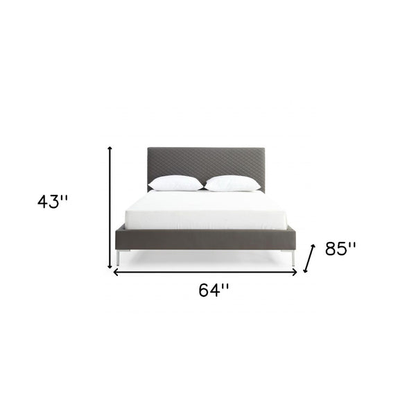 HomeRoots Dark Gray Faux Leather Queen Bed Frame - Modern Upholstered Design for Stylish Comfort & Durability 486089
