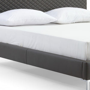 Homeroots Gray And Dark Gray Wood And Faux Leather Queen Bed Frame  Mdf 486089