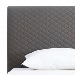 Homeroots Twin Size Dark Grey Upholstered Faux Leather Bed Frame  Mdf 486091