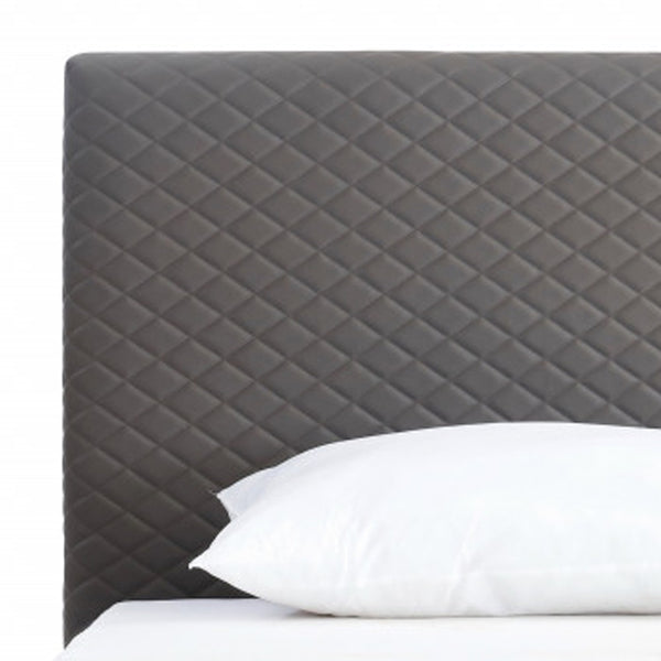 Homeroots Twin Size Dark Grey Upholstered Faux Leather Bed Frame  Mdf 486091