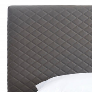 Homeroots Twin Size Dark Grey Upholstered Faux Leather Bed Frame  Mdf 486091