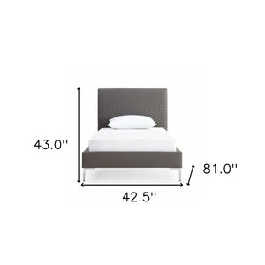 Homeroots Twin Size Dark Grey Upholstered Faux Leather Bed Frame  Mdf 486091