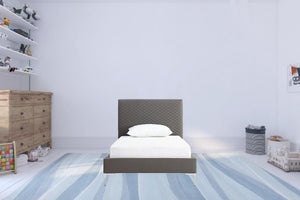 Homeroots Twin Size Dark Grey Upholstered Faux Leather Bed Frame  Mdf 486091