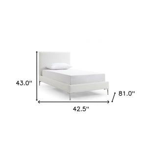 Homeroots Twin Size White Upholstered Faux Leather Bed Frame  Mdf 486092