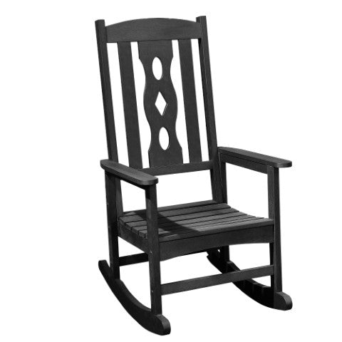 Homeroots 45" Black Heavy Duty Plastic Rocking Chair - Stylish Outdoor Comfort For Relaxing Porches & Patios  Plastic 486099