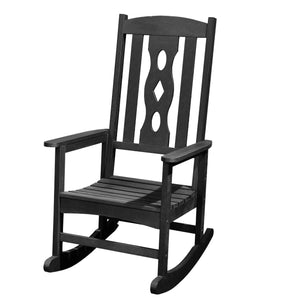 Homeroots 45" Black Heavy Duty Plastic Rocking Chair - Stylish Outdoor Comfort For Relaxing Porches & Patios  Plastic 486099
