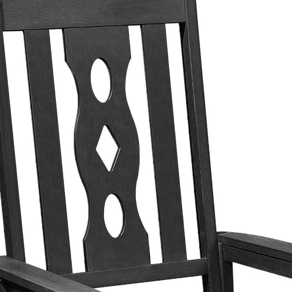Homeroots 45" Black Heavy Duty Plastic Rocking Chair - Stylish Outdoor Comfort For Relaxing Porches & Patios  Plastic 486099