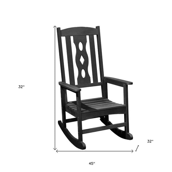 Homeroots 45" Black Heavy Duty Plastic Rocking Chair - Stylish Outdoor Comfort For Relaxing Porches & Patios  Plastic 486099