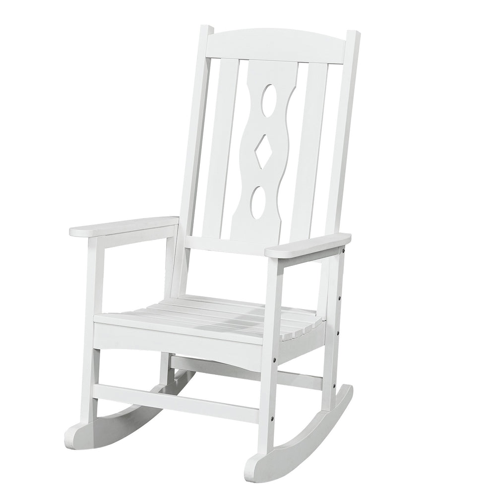 Homeroots 45" White Heavy Duty Plastic Rocking Chair - Relax In Comfort With Elegant Design For Outdoor Bliss  Plastic 486101