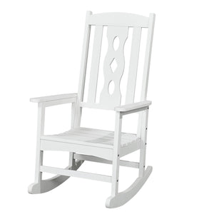 Homeroots 45" White Heavy Duty Plastic Rocking Chair - Relax In Comfort With Elegant Design For Outdoor Bliss  Plastic 486101