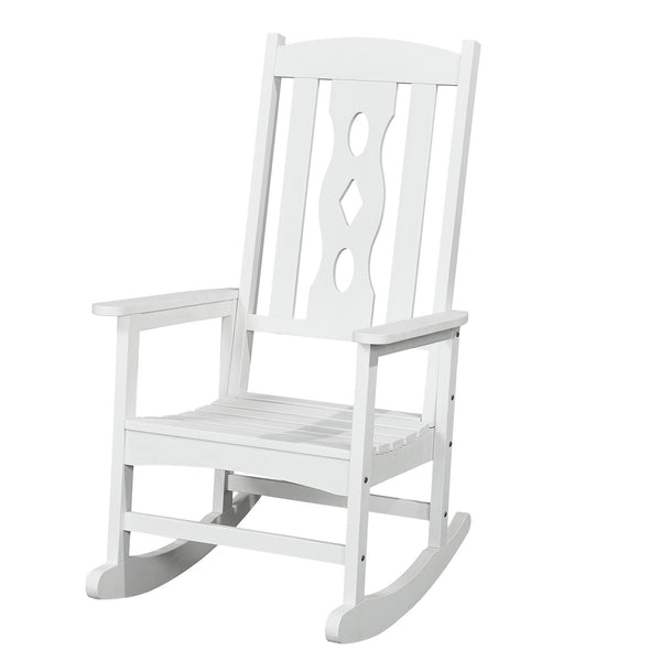 Homeroots 45" White Heavy Duty Plastic Rocking Chair - Relax In Comfort With Elegant Design For Outdoor Bliss  Plastic 486101