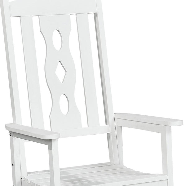 Homeroots 45" White Heavy Duty Plastic Rocking Chair - Relax In Comfort With Elegant Design For Outdoor Bliss  Plastic 486101