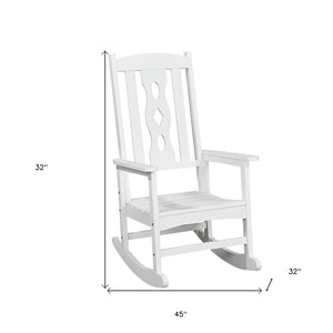 Homeroots 45" White Heavy Duty Plastic Rocking Chair - Relax In Comfort With Elegant Design For Outdoor Bliss  Plastic 486101