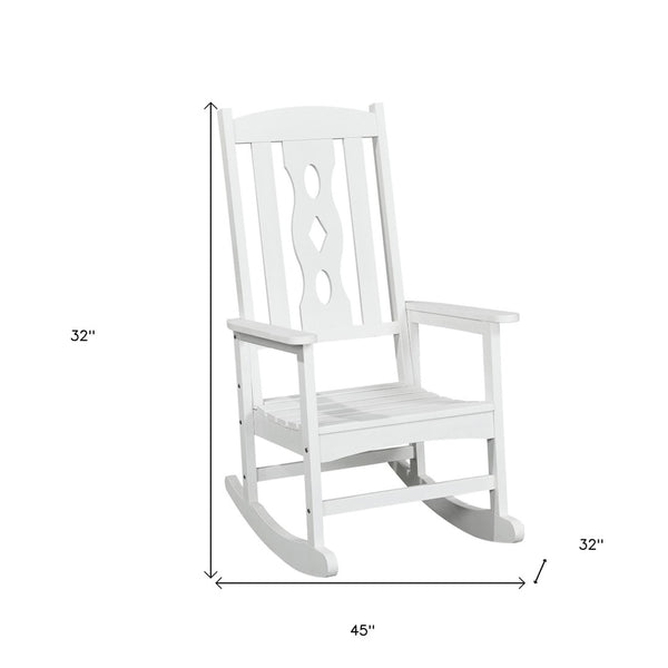 Homeroots 45" White Heavy Duty Plastic Rocking Chair - Relax In Comfort With Elegant Design For Outdoor Bliss  Plastic 486101