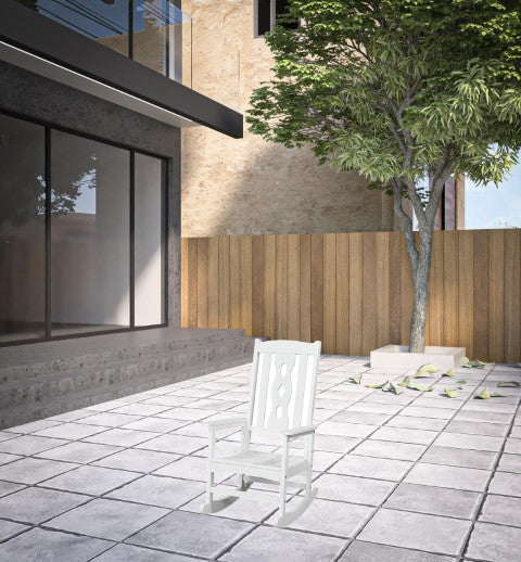 Homeroots 45" White Heavy Duty Plastic Rocking Chair - Relax In Comfort With Elegant Design For Outdoor Bliss  Plastic 486101