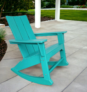 Homeroots 38" Blue Heavy Duty Rocking Chair – Classic Indoor Outdoor Comfort For Relaxation & Style  Plastic 486103