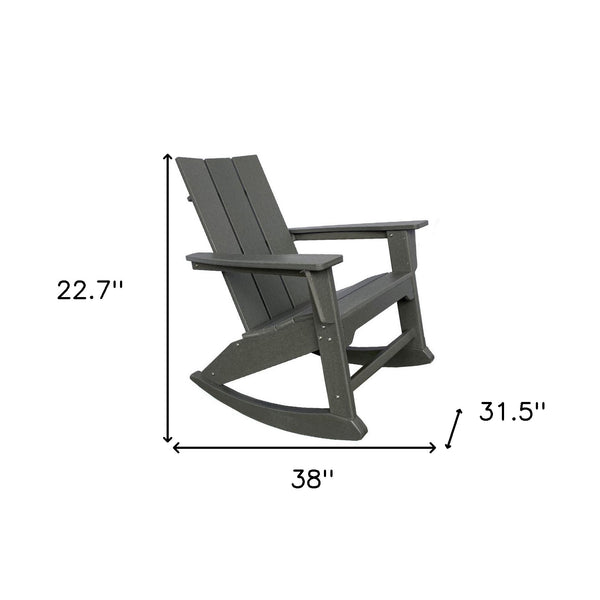 Homeroots 38" Gray Heavy Duty Plastic Rocking Chair – Stylish Outdoor Seating For Comfort & Relaxation  Plastic 486104