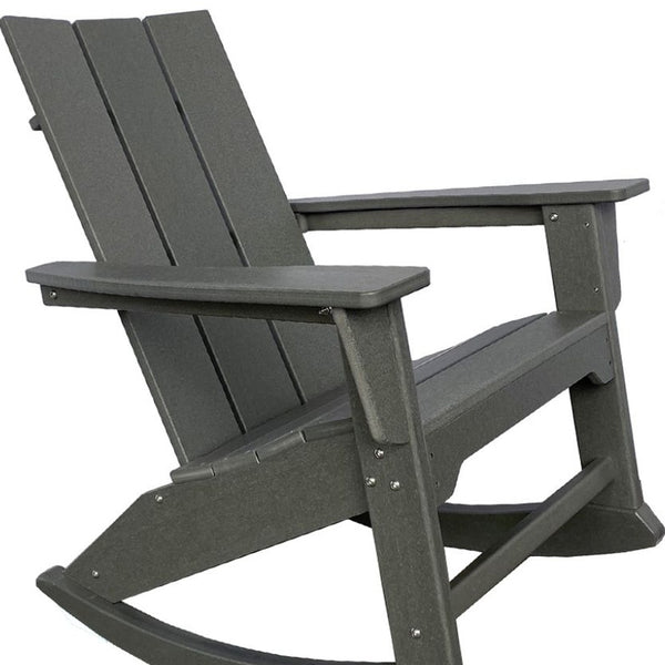 Homeroots 38" Gray Heavy Duty Plastic Rocking Chair – Stylish Outdoor Seating For Comfort & Relaxation  Plastic 486104