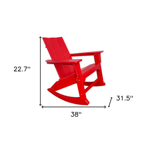 Homeroots 38" Red Heavy Duty Plastic Rocking Chair - Stylish Indoor/Outdoor Seating For Relaxation & Nostalgia  Plastic 486105