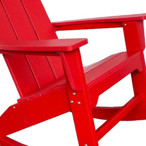 Homeroots 38" Red Heavy Duty Plastic Rocking Chair - Stylish Indoor/Outdoor Seating For Relaxation & Nostalgia  Plastic 486105