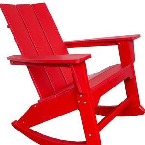 Homeroots 38" Red Heavy Duty Plastic Rocking Chair - Stylish Indoor/Outdoor Seating For Relaxation & Nostalgia  Plastic 486105