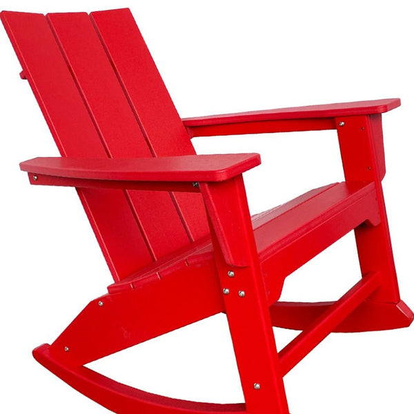 Homeroots 38" Red Heavy Duty Plastic Rocking Chair - Stylish Indoor/Outdoor Seating For Relaxation & Nostalgia  Plastic 486105