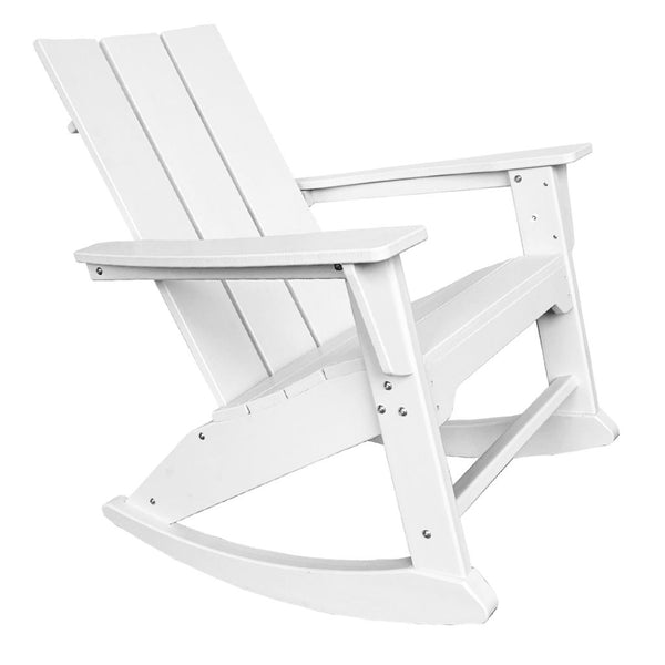 Homeroots 38" White Heavy Duty Plastic Rocking Chair – Perfect For Outdoor Relaxation And Serenity In Style  Plastic 486107