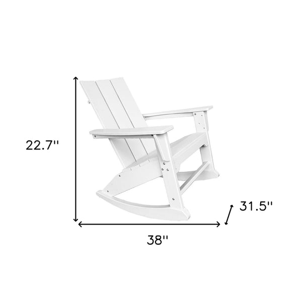 Homeroots 38" White Heavy Duty Plastic Rocking Chair – Perfect For Outdoor Relaxation And Serenity In Style  Plastic 486107