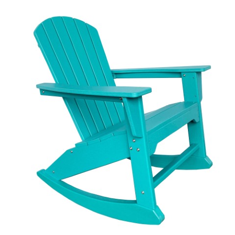 Homeroots 38" Blue Heavy Duty Rocking Chair – Classic Indoor Outdoor Comfort For Relaxation & Style  Plastic 486109