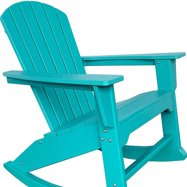 Homeroots 38" Blue Heavy Duty Rocking Chair – Classic Indoor Outdoor Comfort For Relaxation & Style  Plastic 486109
