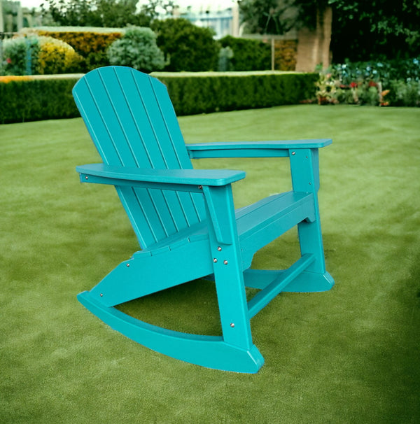 Homeroots 38" Blue Heavy Duty Rocking Chair – Classic Indoor Outdoor Comfort For Relaxation & Style  Plastic 486109