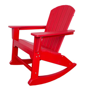 Homeroots 38" Red Heavy Duty Plastic Rocking Chair For Ultimate Outdoor Relaxation & Stylish Comfort  Plastic 486110