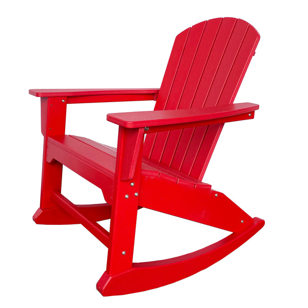 Homeroots 38" Red Heavy Duty Plastic Rocking Chair For Ultimate Outdoor Relaxation & Stylish Comfort  Plastic 486110