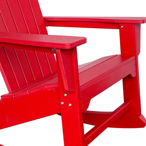 Homeroots 38" Red Heavy Duty Plastic Rocking Chair For Ultimate Outdoor Relaxation & Stylish Comfort  Plastic 486110